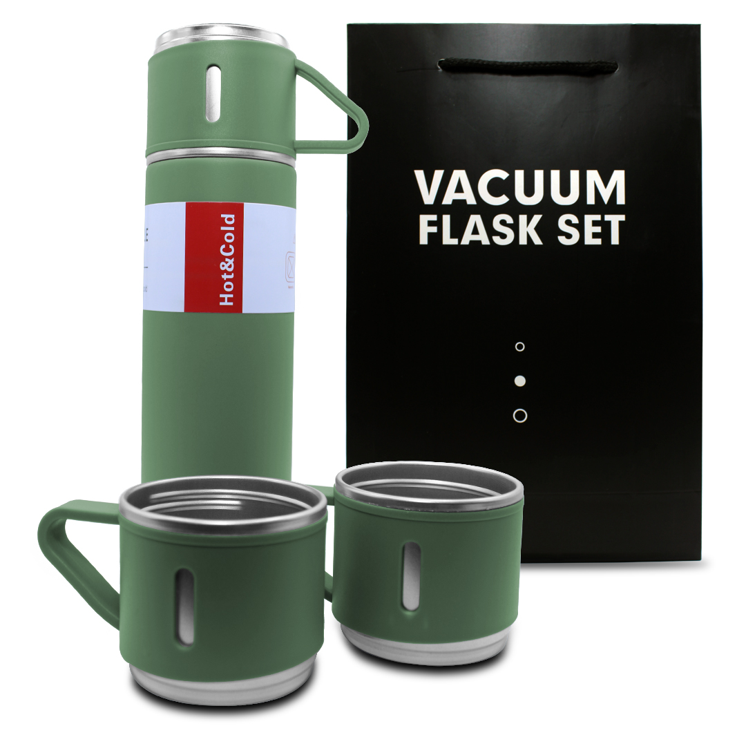 Termo De Acero Inoxidable 500 Ml Con 3 Tazas Vacuum