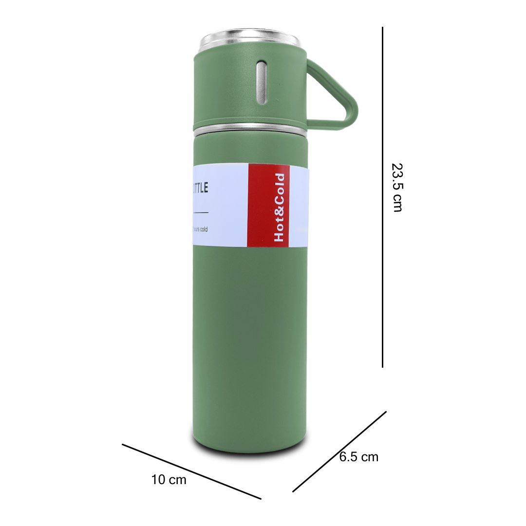 Termo De Acero Inoxidable 500 Ml Con 3 Tazas Vacuum