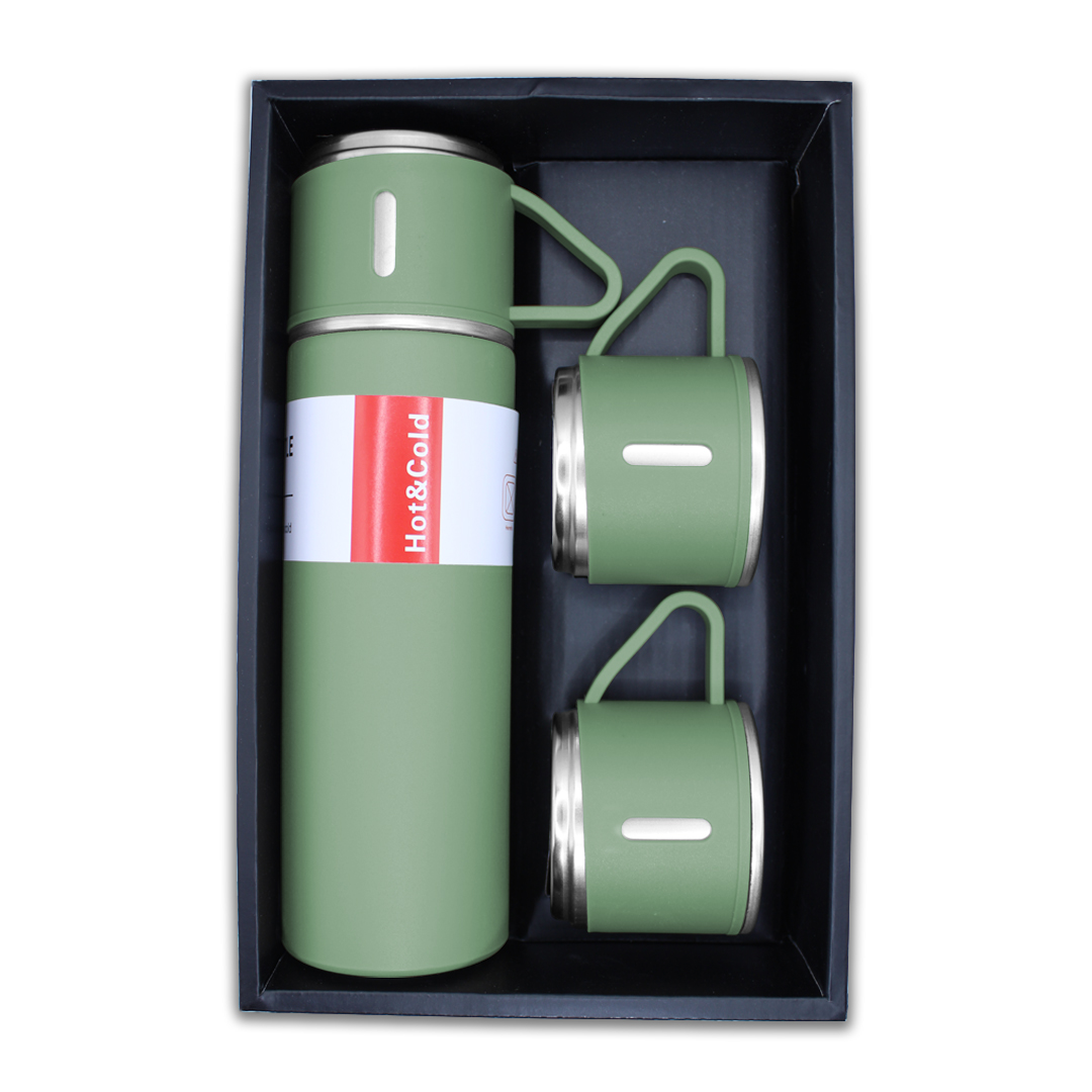 Termo De Acero Inoxidable 500 Ml Con 3 Tazas Vacuum