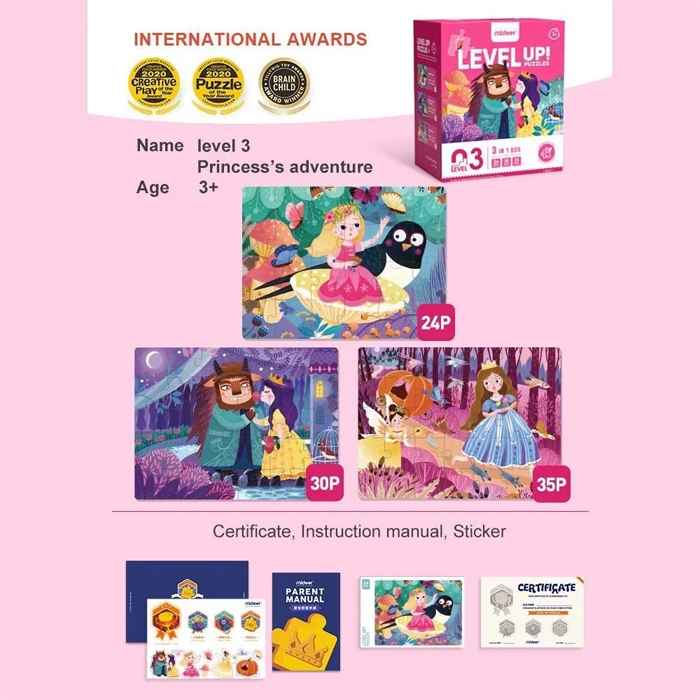 Rompecabezas Princesa Nivel 3 Mideer Juguete Educativo