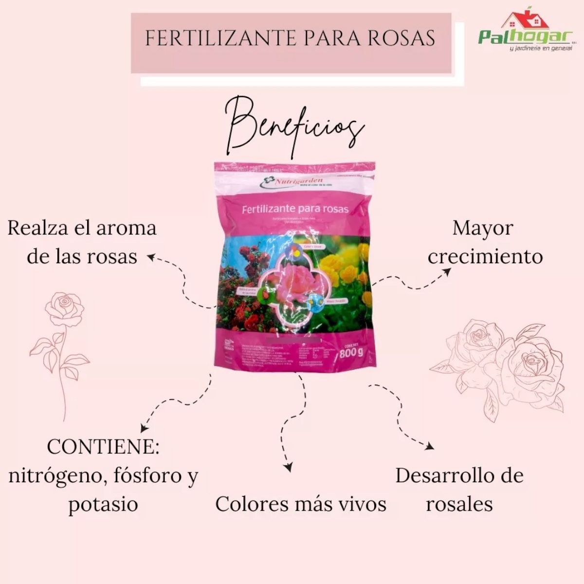 Fertilizante Para Rosas, Bolsa 800gr Nutrigarden