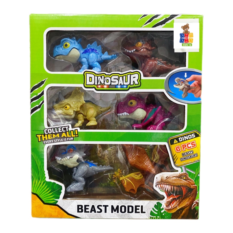 Dinosaurios Mordelones Articulados Movimiento Juguete 6pz