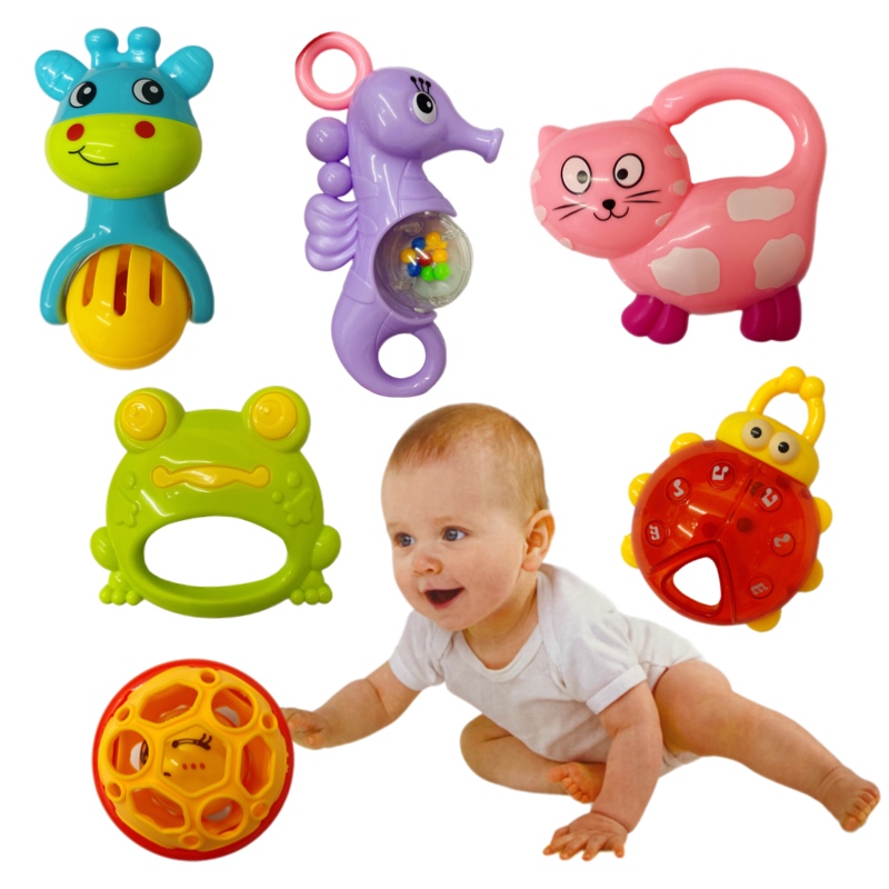 6 Sonajas Cascabel Bebes Diferentes Modelos Babys Toys