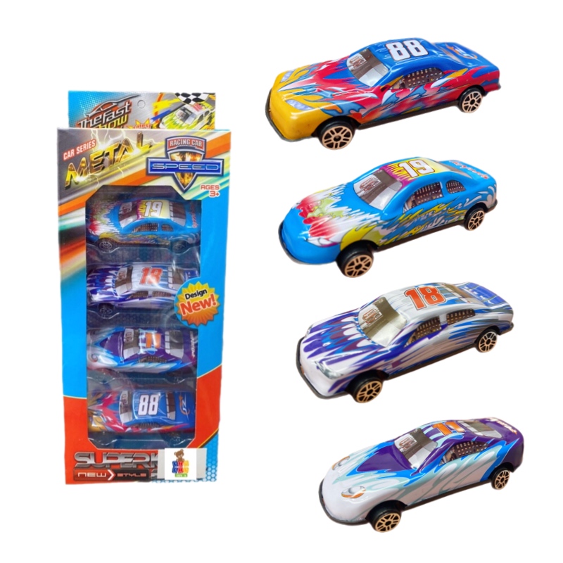 Colección Carros Coches Carreras Metálicos Juguetes 4pz