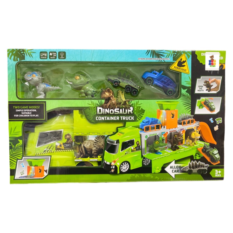 Camión Transportador Carros Dinosaurios Con Luces Y Sonido