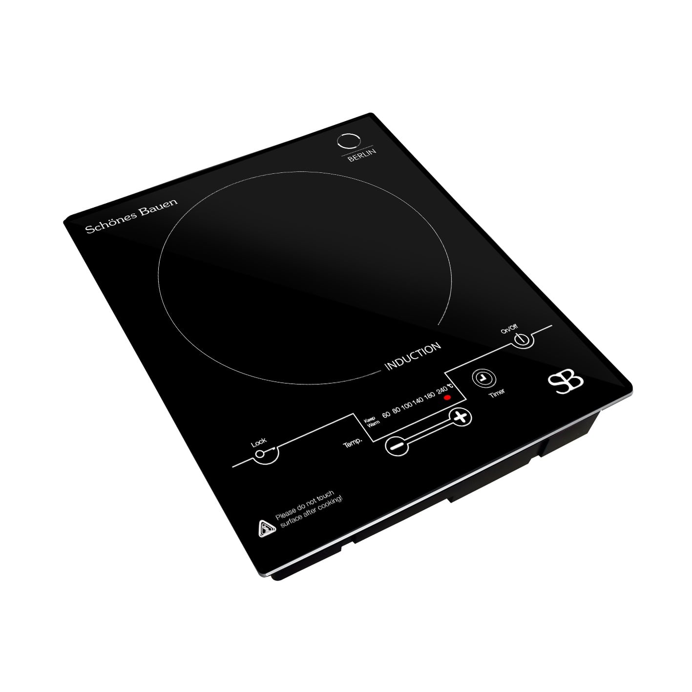 Parrilla de Induccion Schones Bauen BERLIN 120V 1 quemador empotrable y portatil