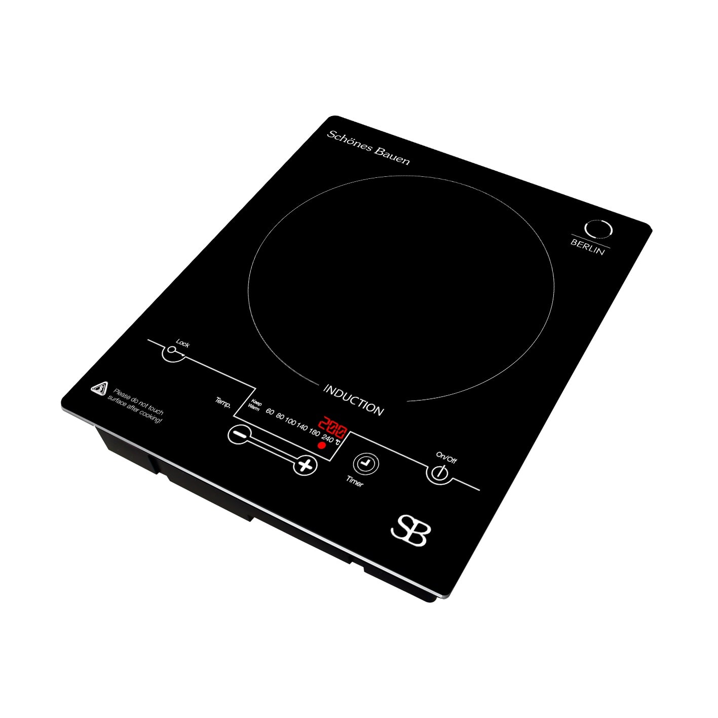 Parrilla de Induccion Schones Bauen BERLIN 120V 1 quemador empotrable y portatil