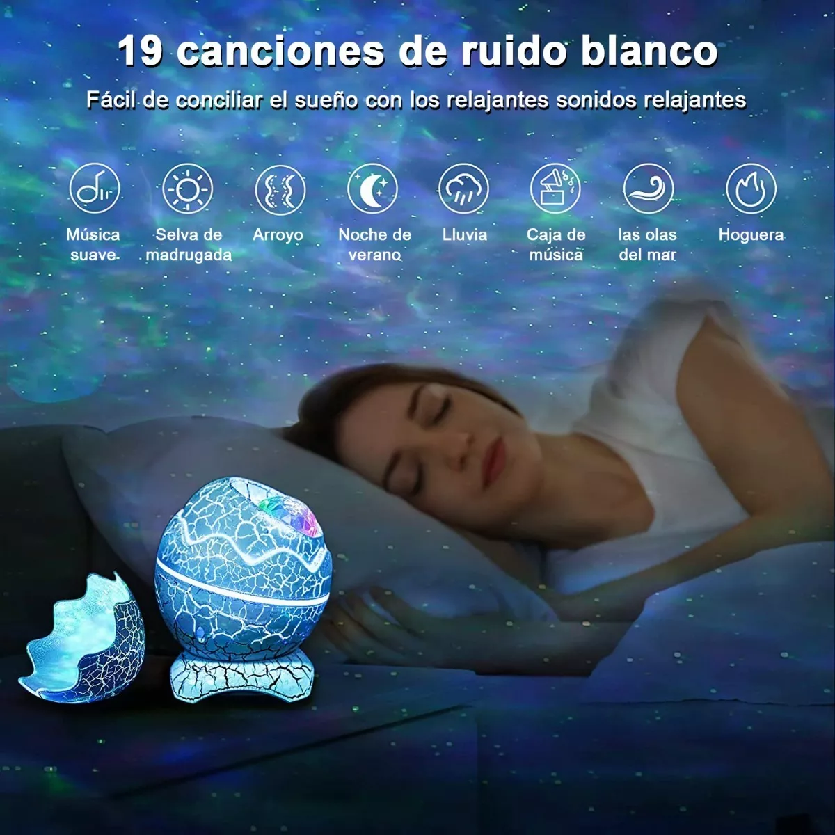 Proyector De Galaxias Y Estrellas Con Luz Nocturna Bocina