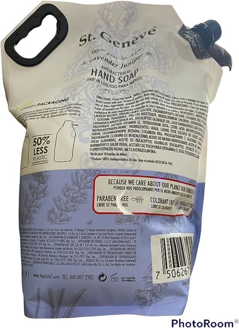 Jabón Liquido ST Geneve 670682 4 Lt Aroma Lavanda para Manos