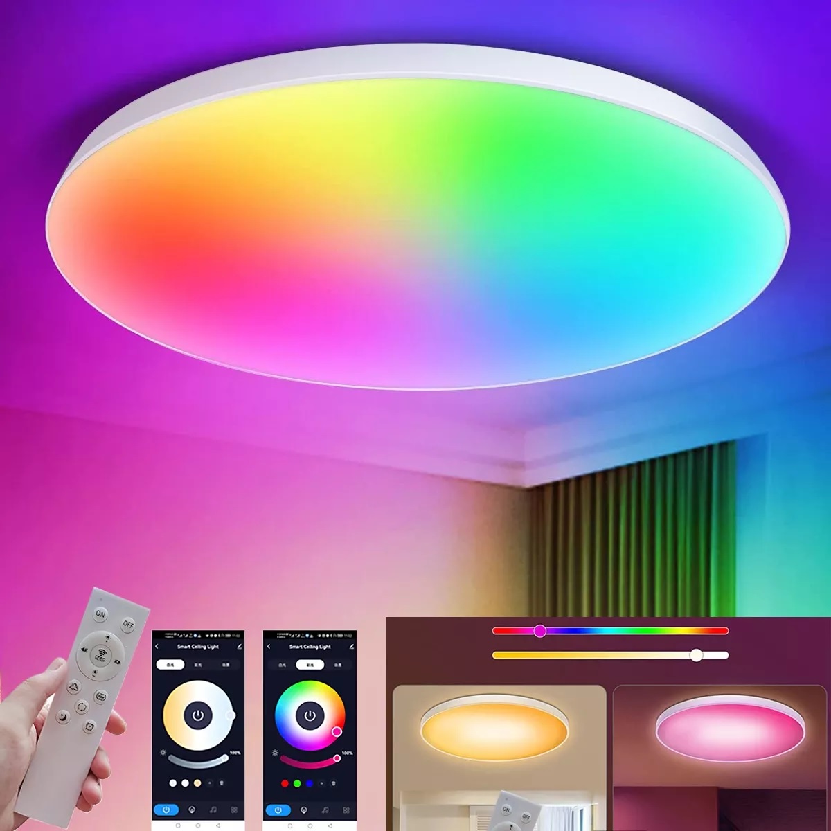 Lámparas De Techo Led 24w 2.4g Lámparas Decorativas 30cm Rgb Blanco