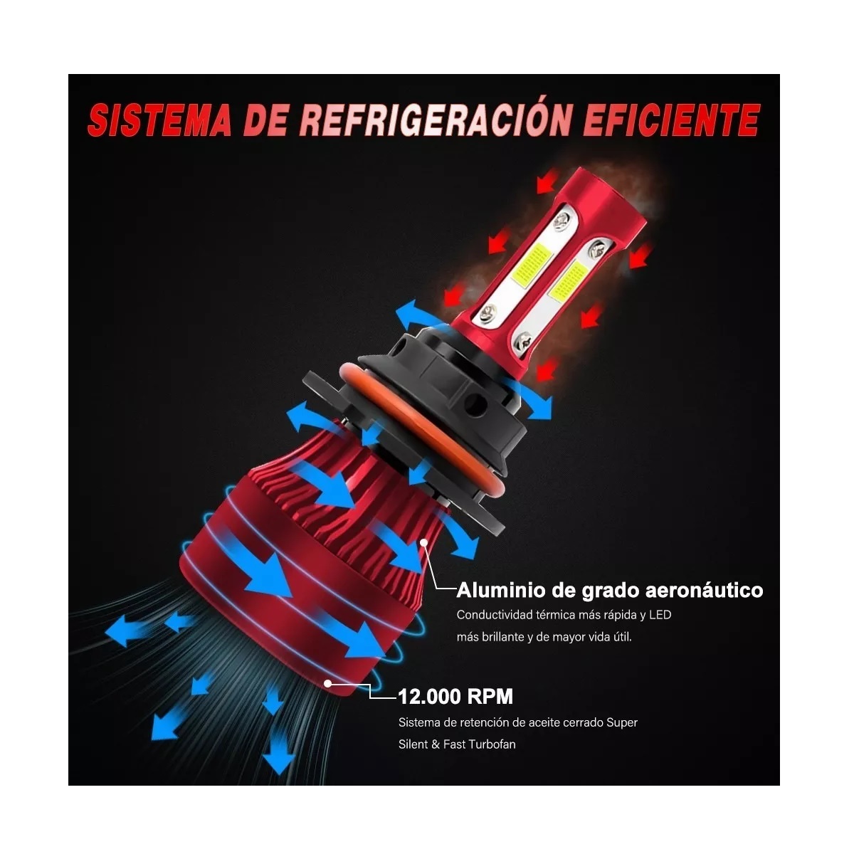 Kit De Luces Led De 4 Lados Rojo Conector 9004 6000k Luz Blanca
