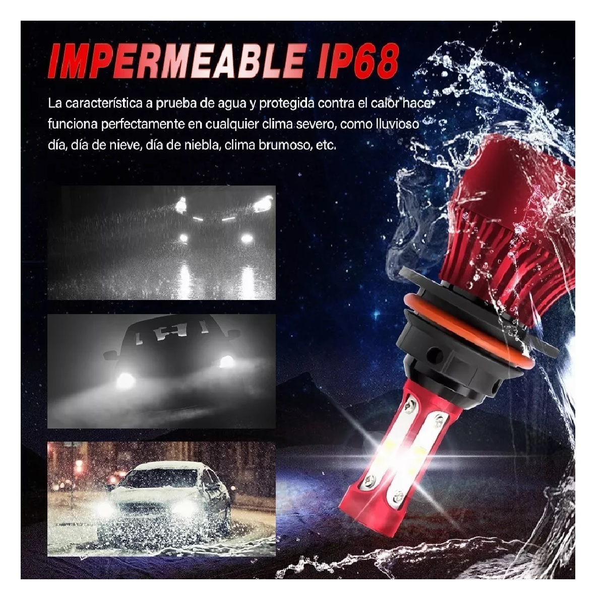 Kit De Luces Led De 4 Lados Rojo Conector 9004 6000k Luz Blanca