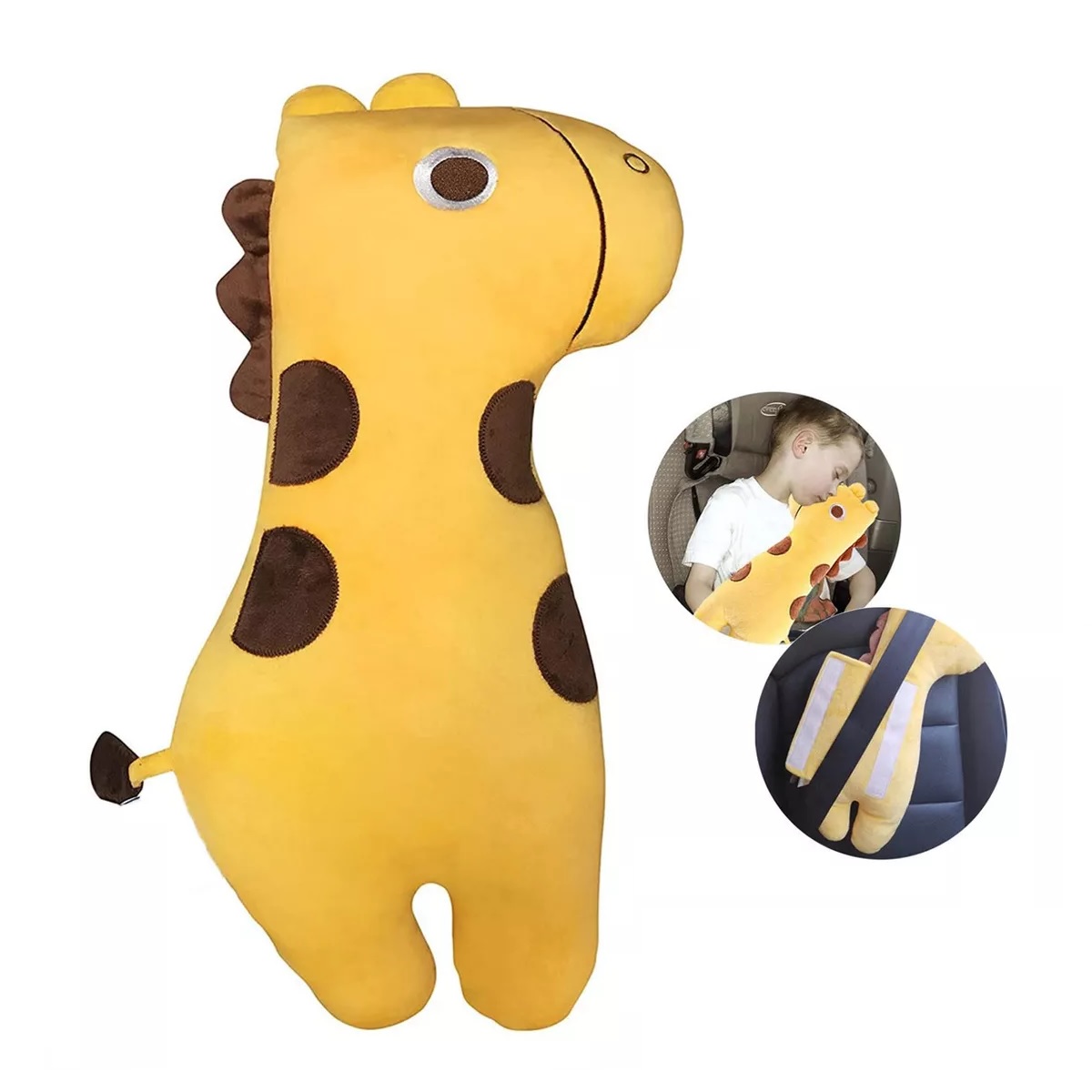 Almohada De Cinturón De Seguridad Para Niños Para Auto Girafa Amarillo