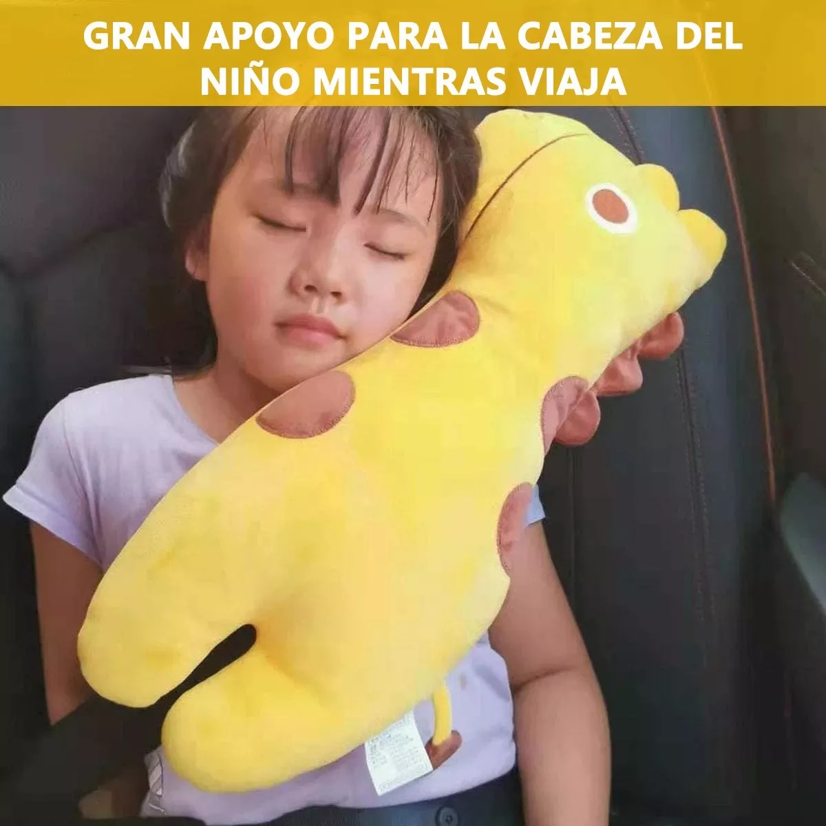 Almohada De Cinturón De Seguridad Para Niños Para Auto Girafa Amarillo
