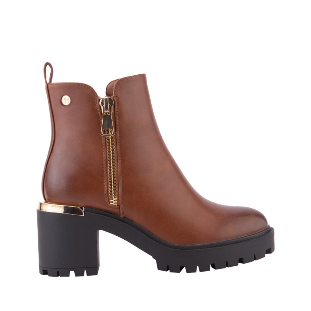 Botas marca Belinda Peregrin con doble cierre, color cognac, mod. 1085446