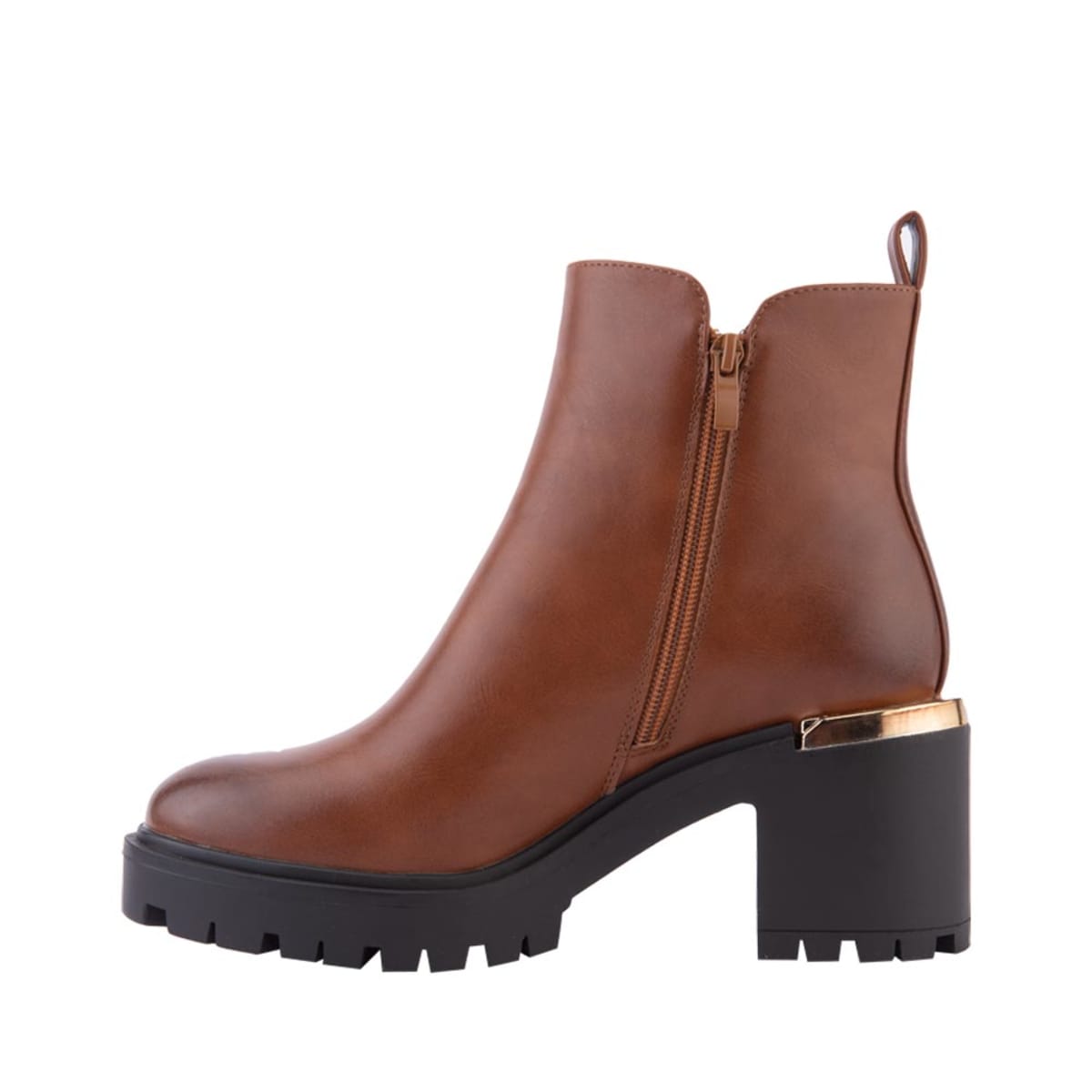 Botas marca Belinda Peregrin con doble cierre, color cognac, mod. 1085446