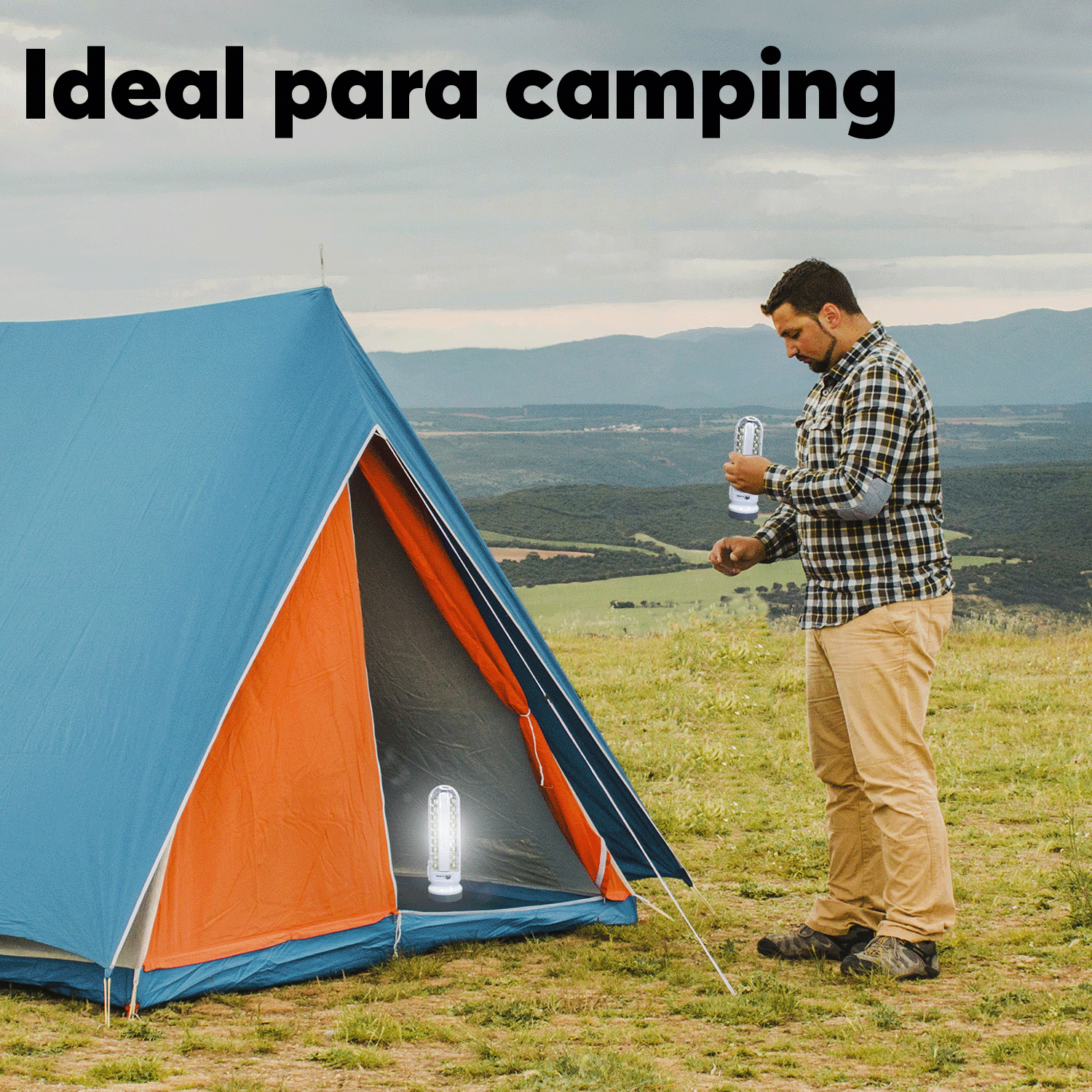 Lampara LED Archy Recargable de Emergencia 3 Modos en 1 Foco 18 leds Linterna de Mano Portátil Ligera Gancho para Colgar + Ranura para pilas Extra (LAM5683).