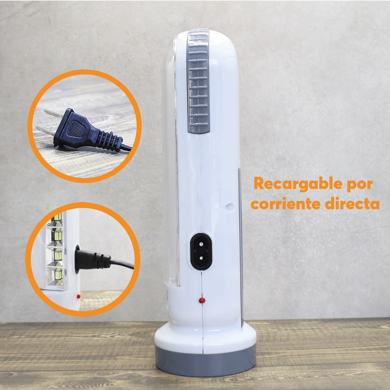 Lampara LED Archy Recargable de Emergencia 3 Modos en 1 Foco 18 leds Linterna de Mano Portátil Ligera Gancho para Colgar + Ranura para pilas Extra (LAM5683).