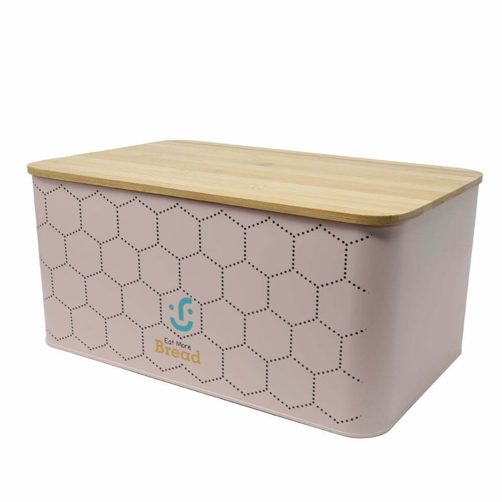 Recipiente Contenedor Metálico Rectangular Rosa Bread Panera