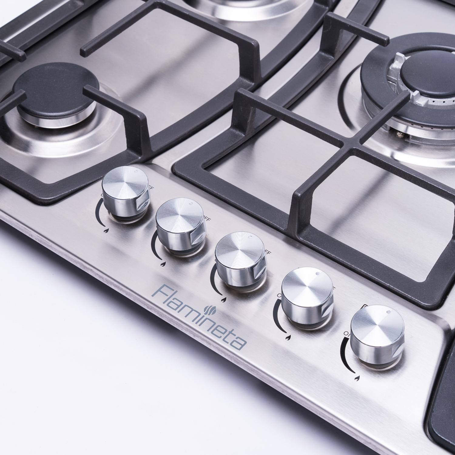 Parrilla a gas empotrable 5 quemadores acero inoxidable flamineta