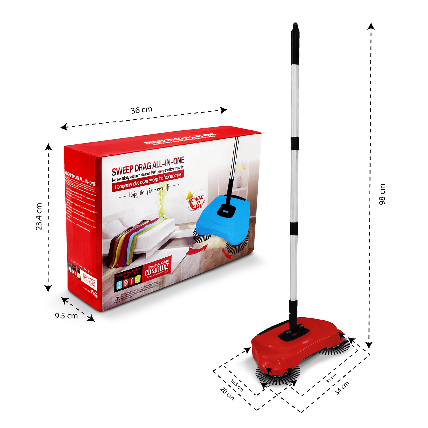 Escoba Barredora Aspiradora Manual Para Limpieza