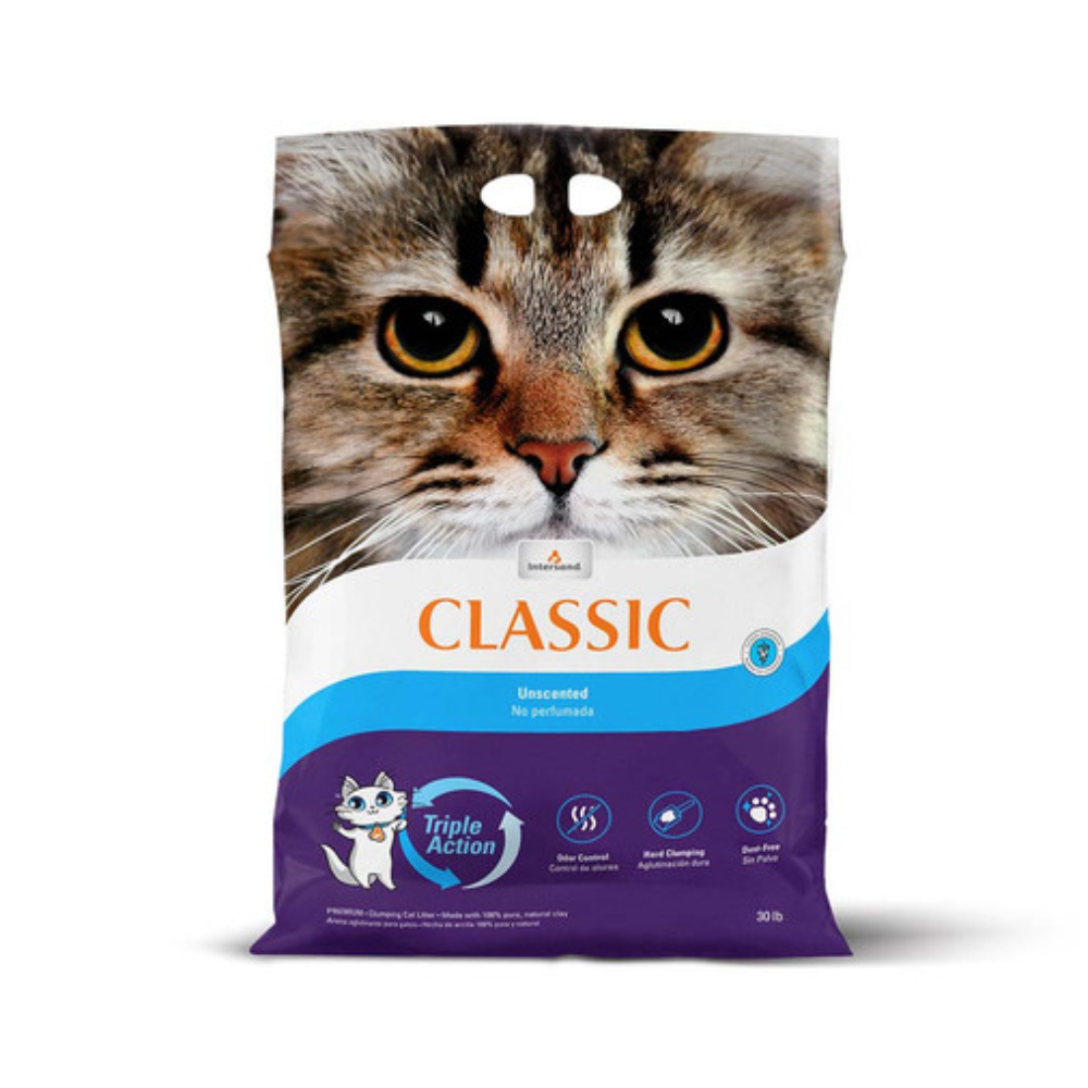 Arena aglutinante de arcilla sin aroma Classic para gato