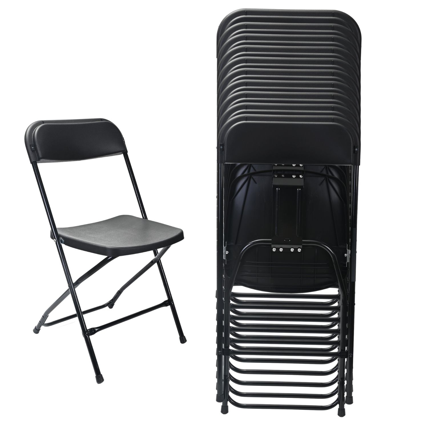 Silla Plegable De Plastico Set de 10Pz Reforzada Alta Densidad Resistente Color Negro