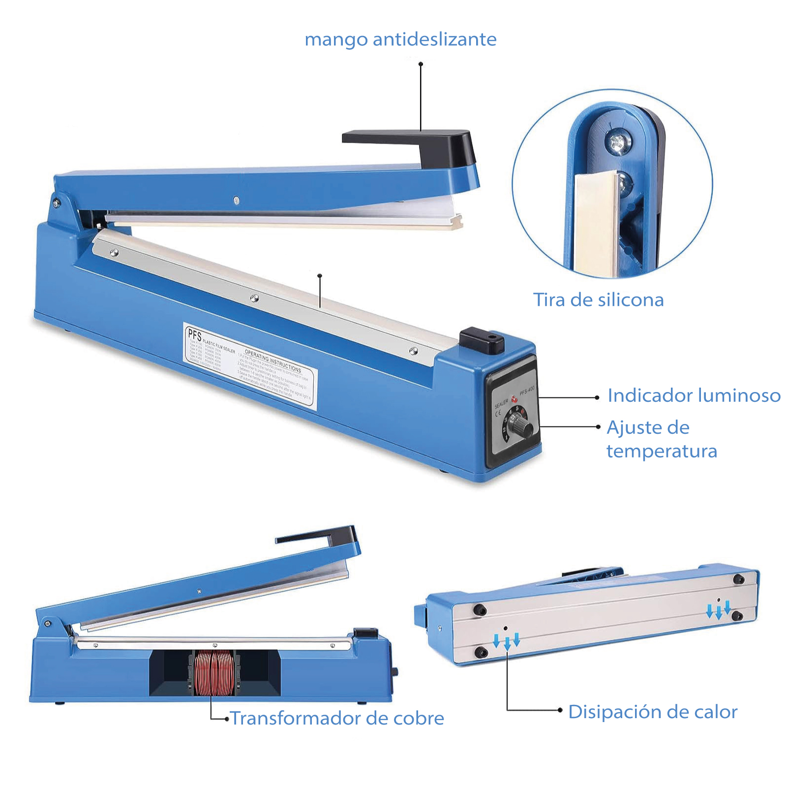 Selladora Térmica de Bolsas Onof 40CM Máquina de Sellado de Alimentos para Hogar Restaurante