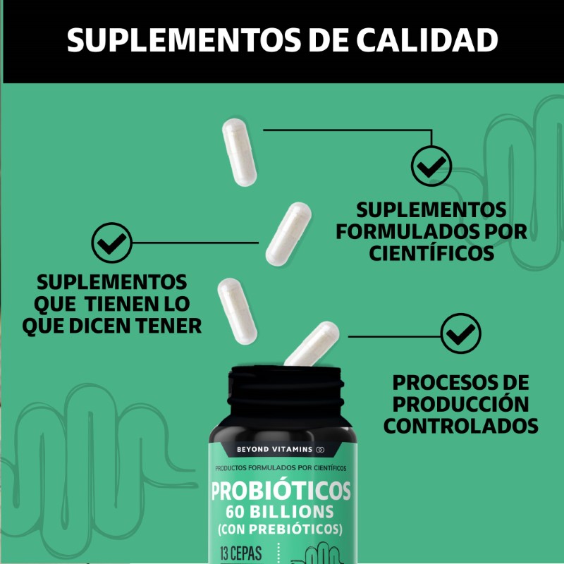 Suplemento Alimenticio Beyond Vitamins Probioticos 60 Billion UFC + Prebióticos 60 cápsulas