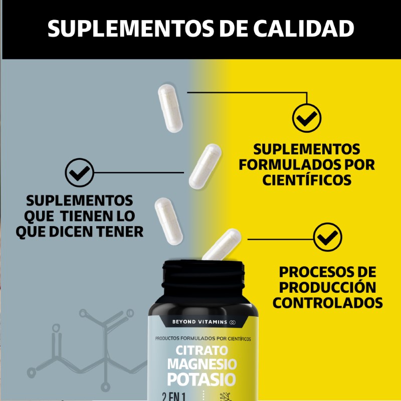 Suplemento Alimenticio Beyond Vitamins Citrato de Magnesio + Potasio 180 cápsulas