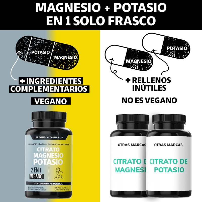 Suplemento Alimenticio Beyond Vitamins Citrato de Magnesio + Potasio 180 cápsulas