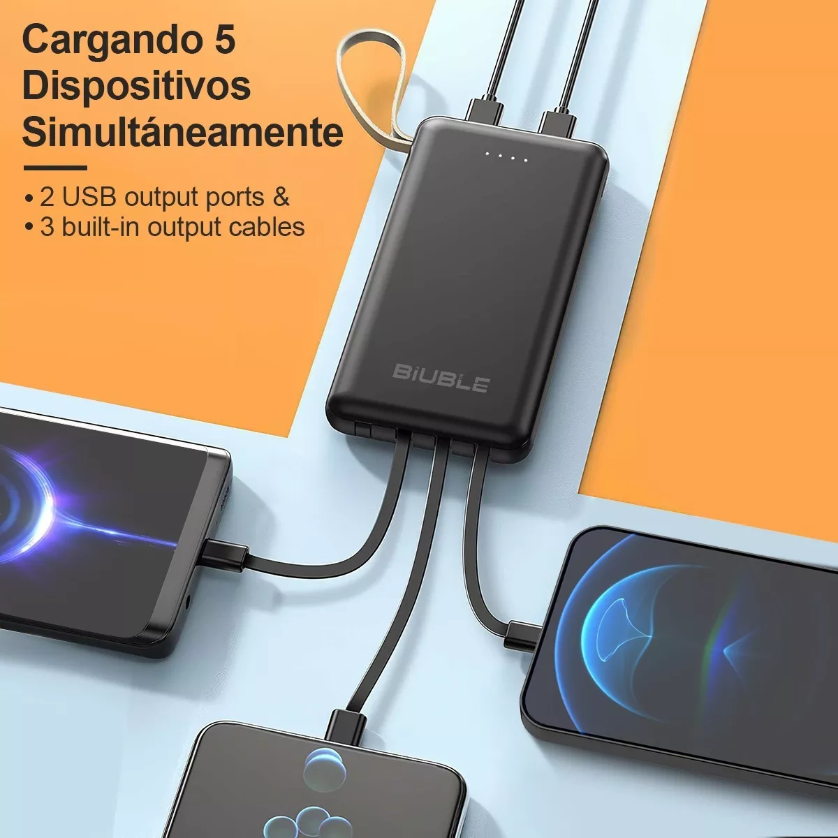 Power Bank 16000mah Batería Carga Rápida Con Línea De Salida negro