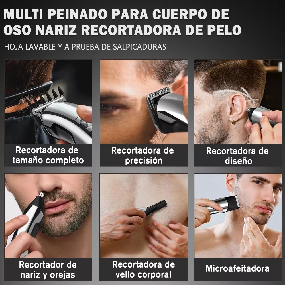 Recortadora Afeitador Eléctrica Barbero Gris oscuro