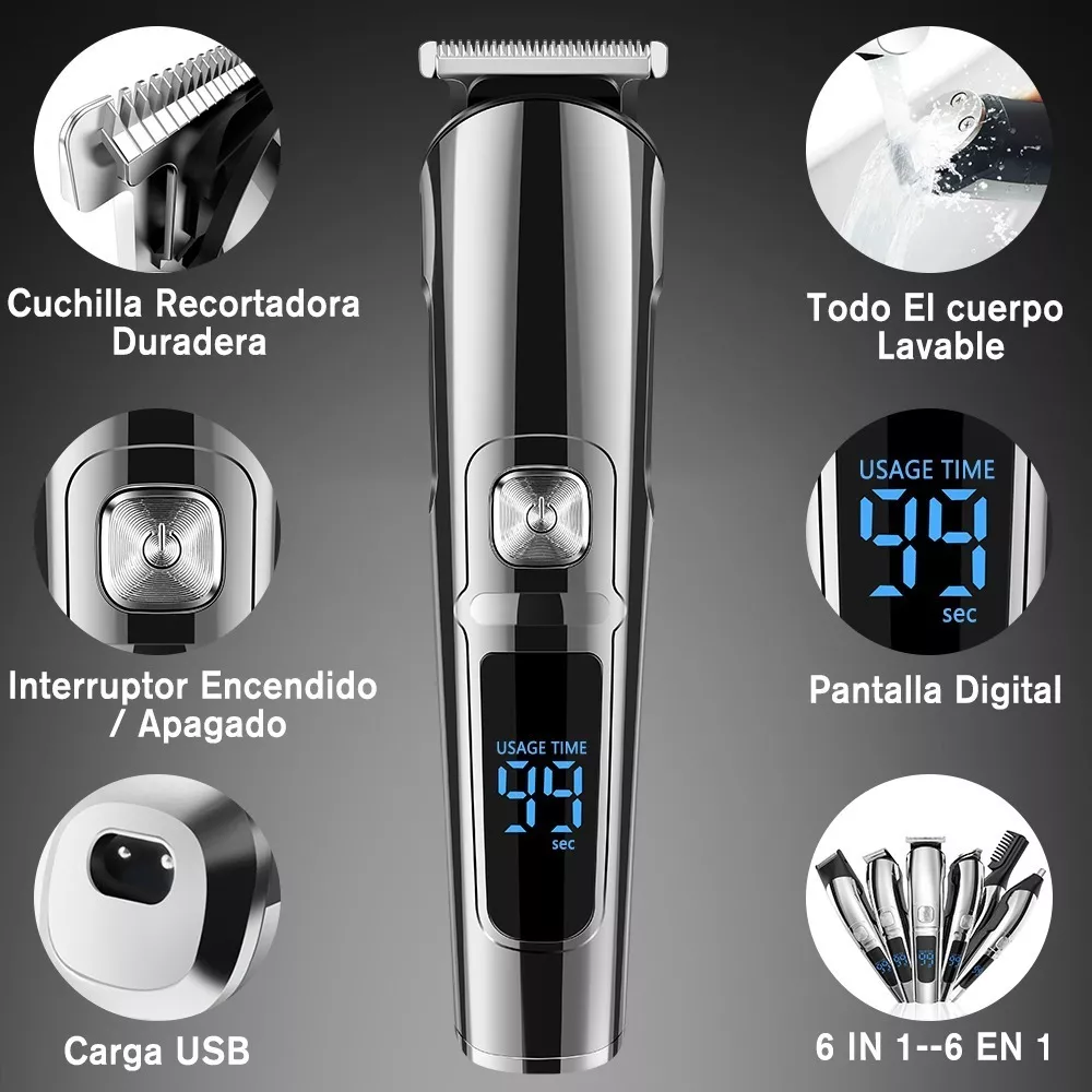 Recortadora Afeitador Eléctrica Barbero Gris oscuro