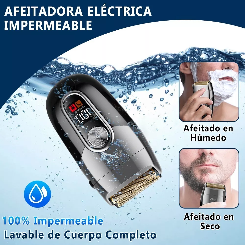 Afeitadora Rasuradora Eléctrica Barba Cortadora de Cabello Negro