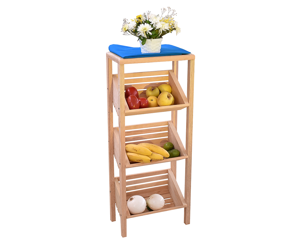 Frutero Organizador de Madera con 3 Canastas