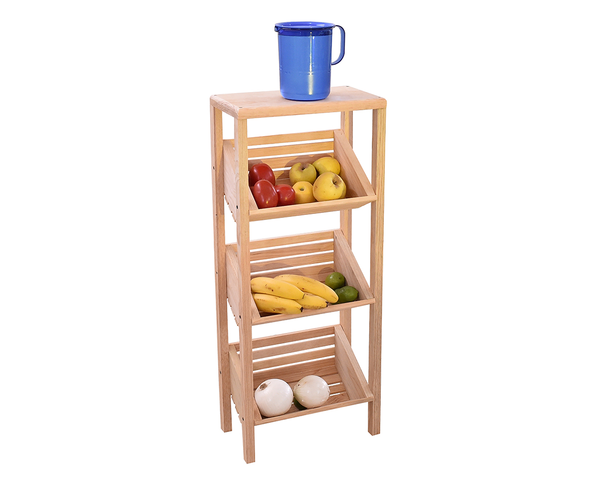 Frutero Organizador de Madera con 3 Canastas