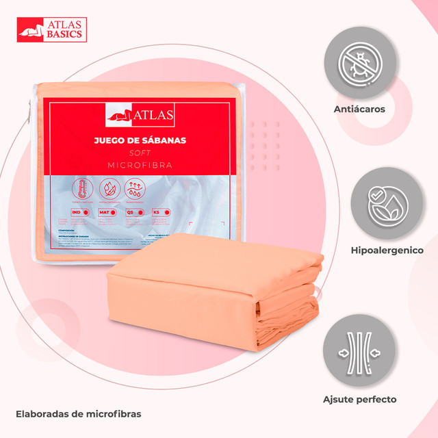 Juego De Sabanas Atlas Soft Queen size Salmon