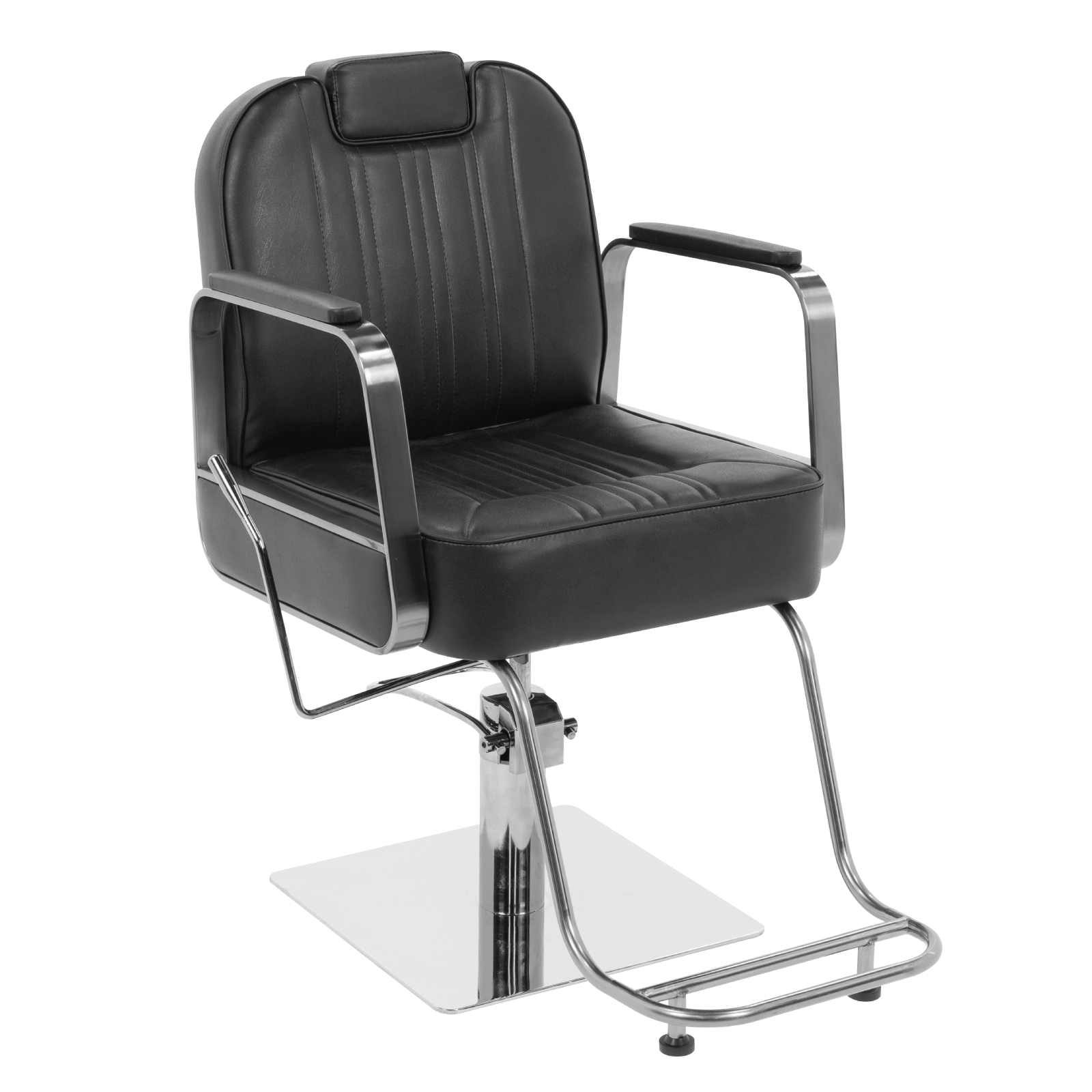 Silla de Peluquería Onof Sillón Hidráulico Reclinable Equipo de Salón de Belleza Negro/Plata