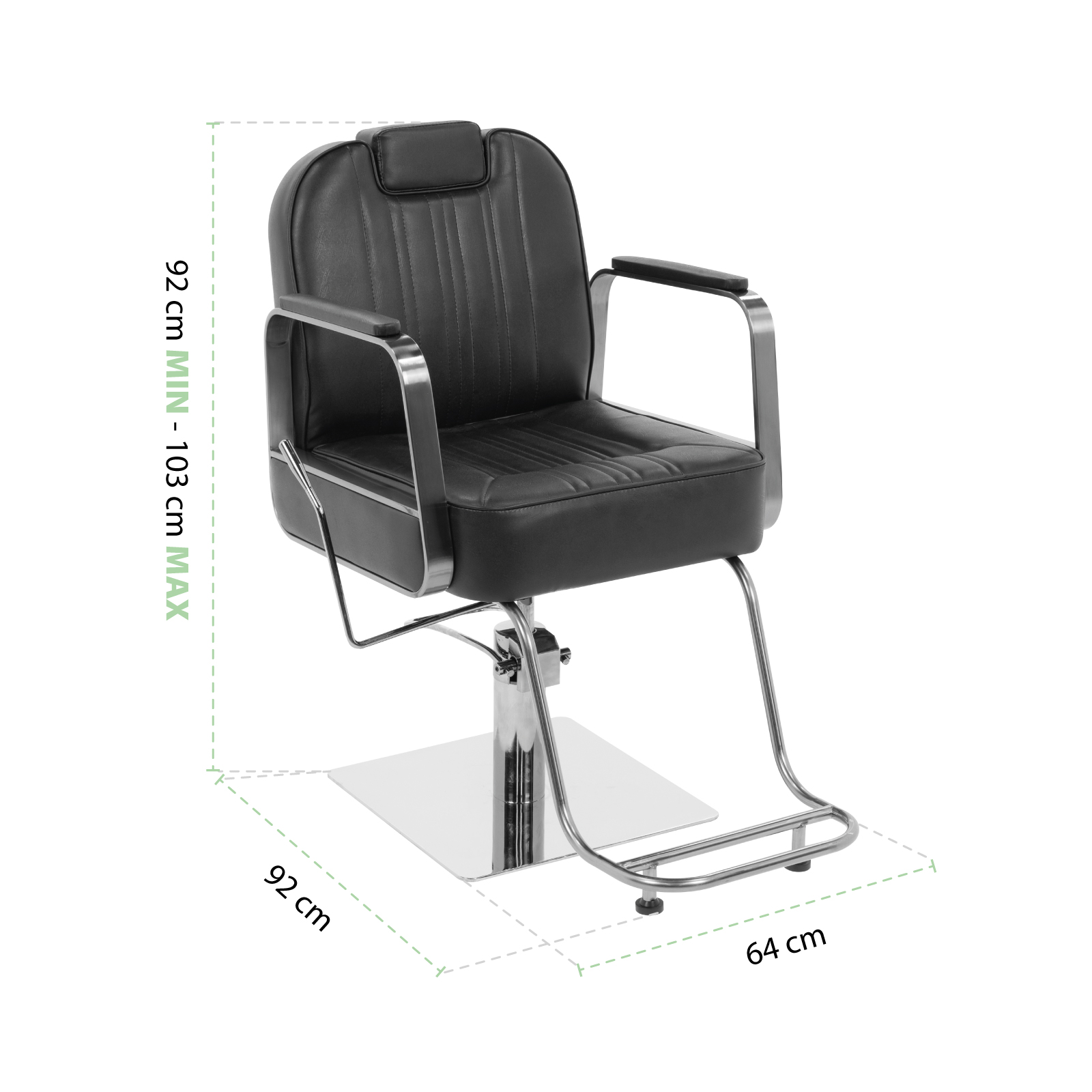 Silla de Peluquería Onof Sillón Hidráulico Reclinable Equipo de Salón de Belleza Negro/Plata