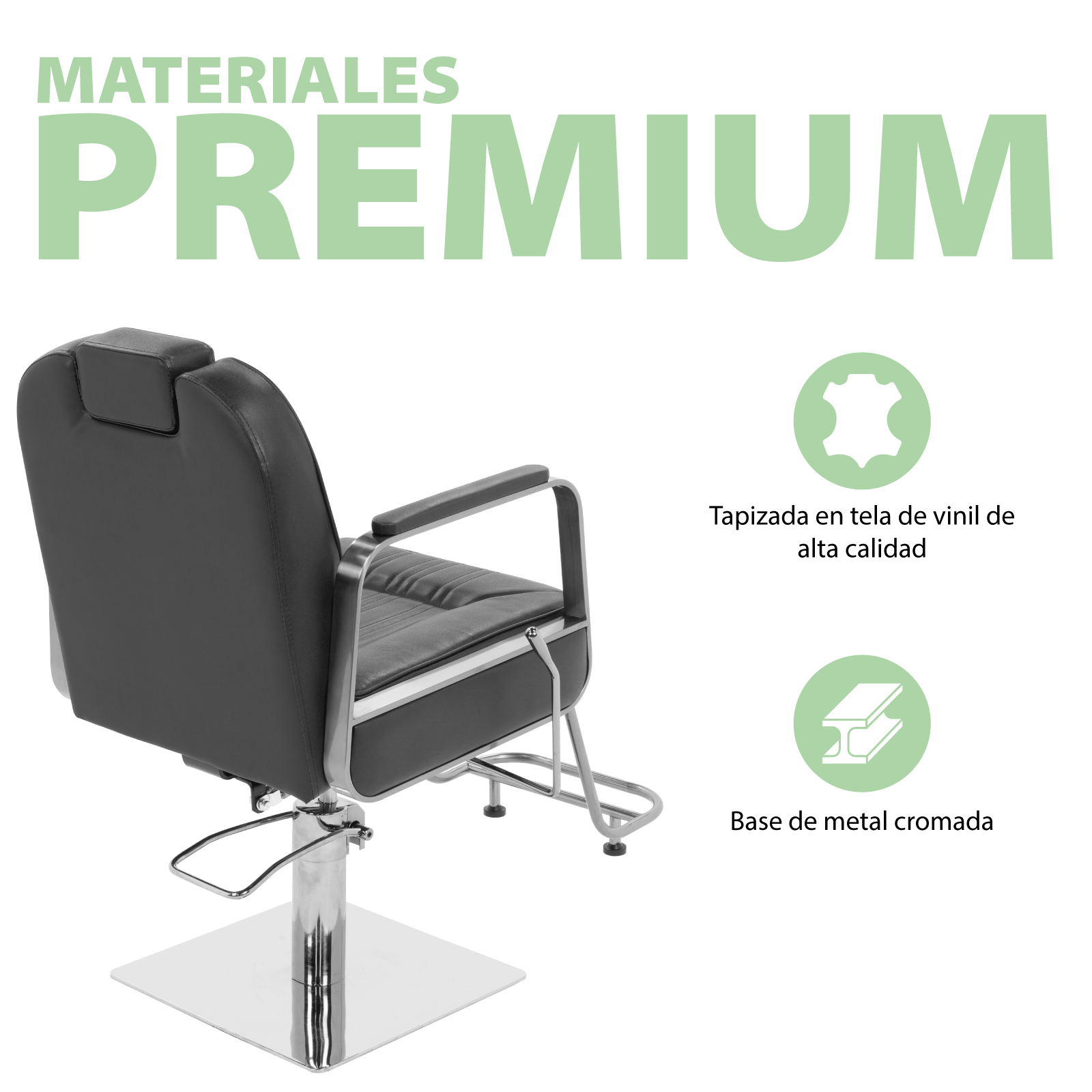 Silla de Peluquería Onof Sillón Hidráulico Reclinable Equipo de Salón de Belleza Negro/Plata