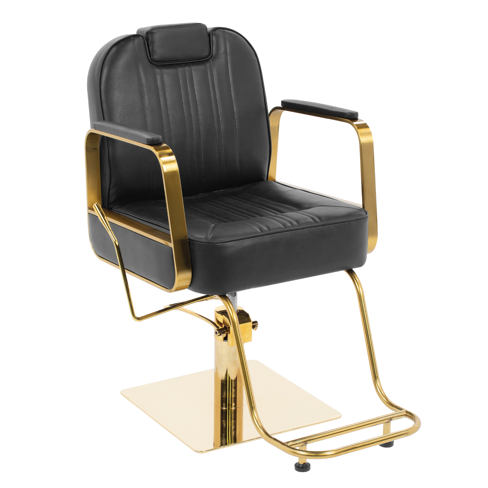 Silla de Peluquería Onof Sillón Hidráulico Reclinable Equipo de Salón de Belleza Negro/Dorado