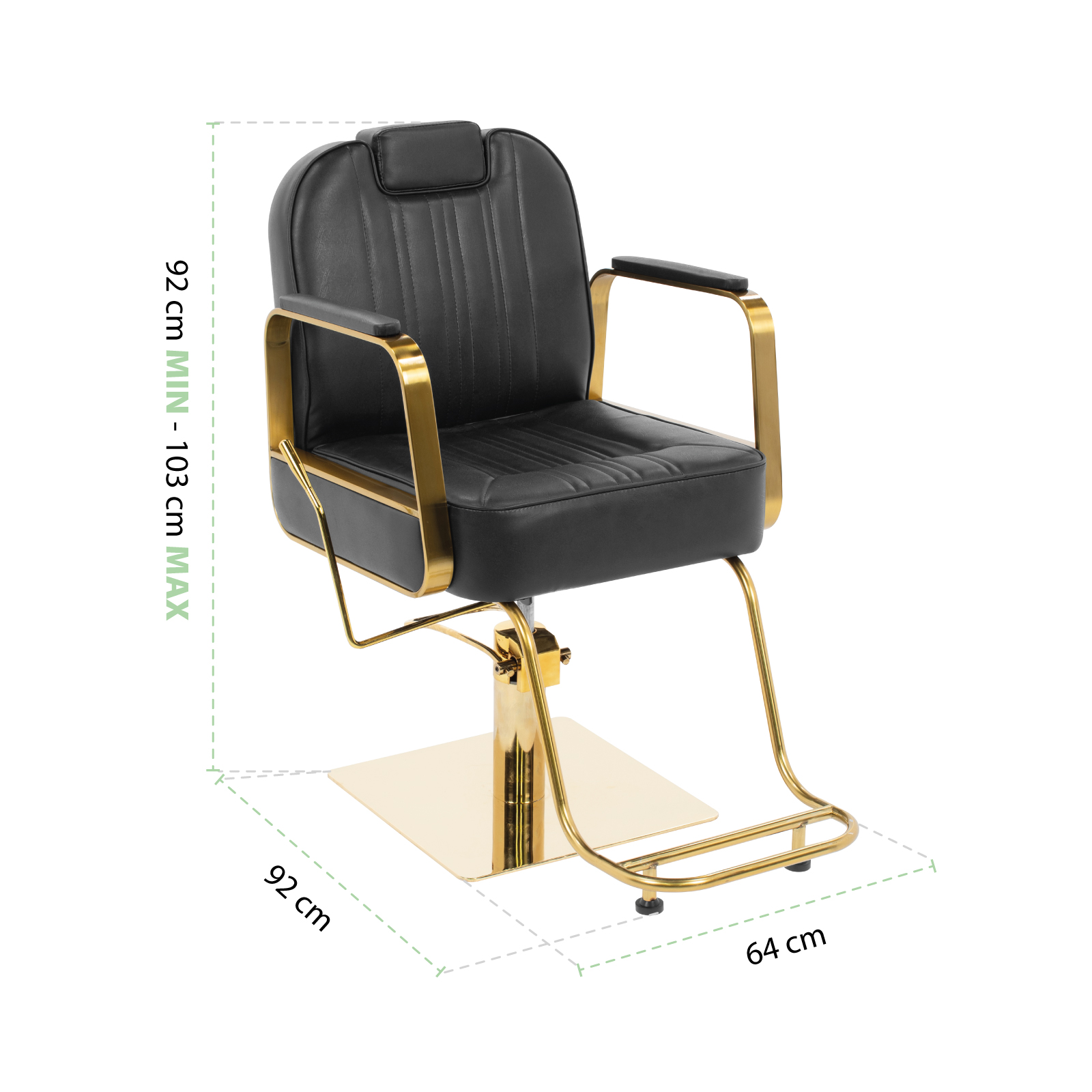 Silla de Peluquería Onof Sillón Hidráulico Reclinable Equipo de Salón de Belleza Negro/Dorado