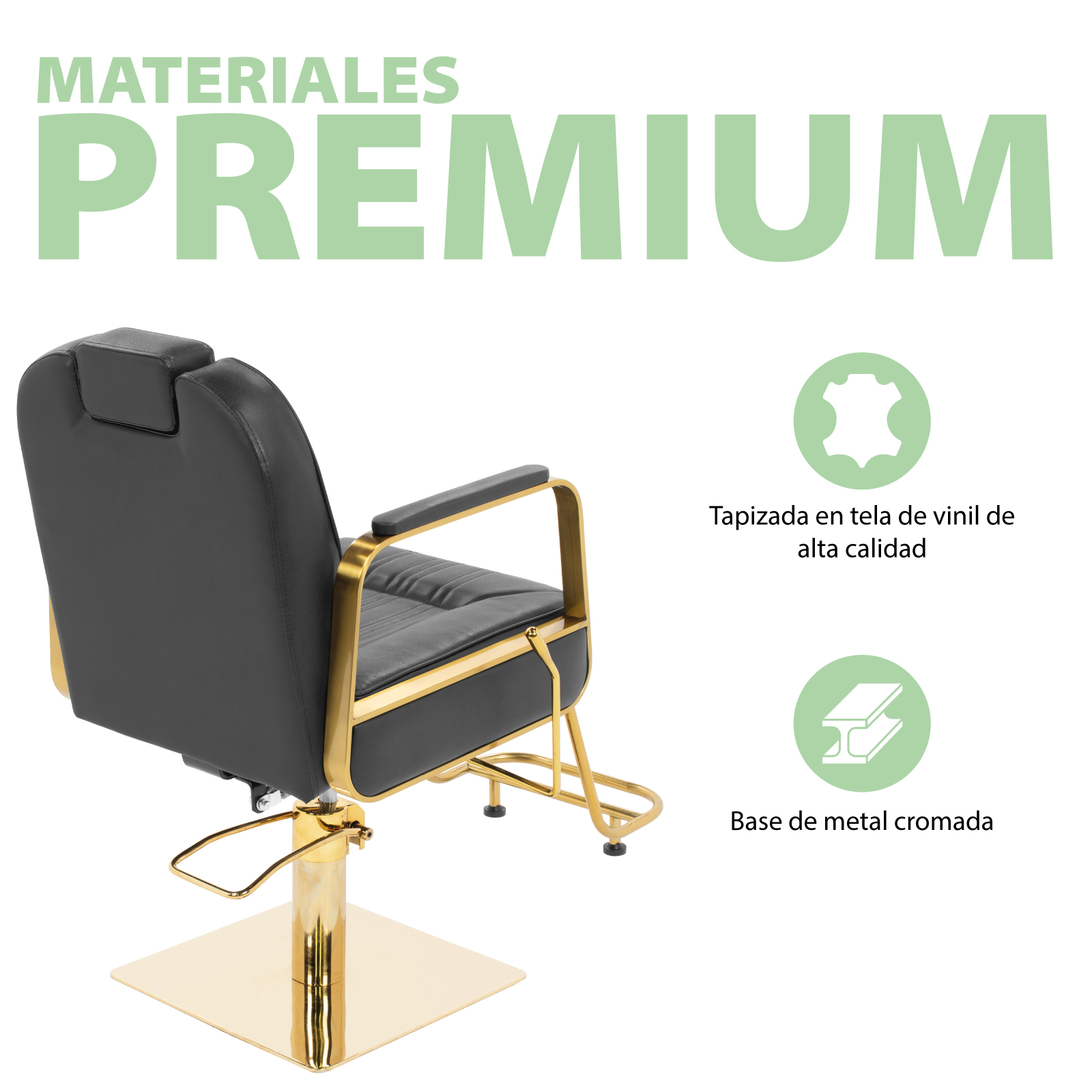 Silla de Peluquería Onof Sillón Hidráulico Reclinable Equipo de Salón de Belleza Negro/Dorado