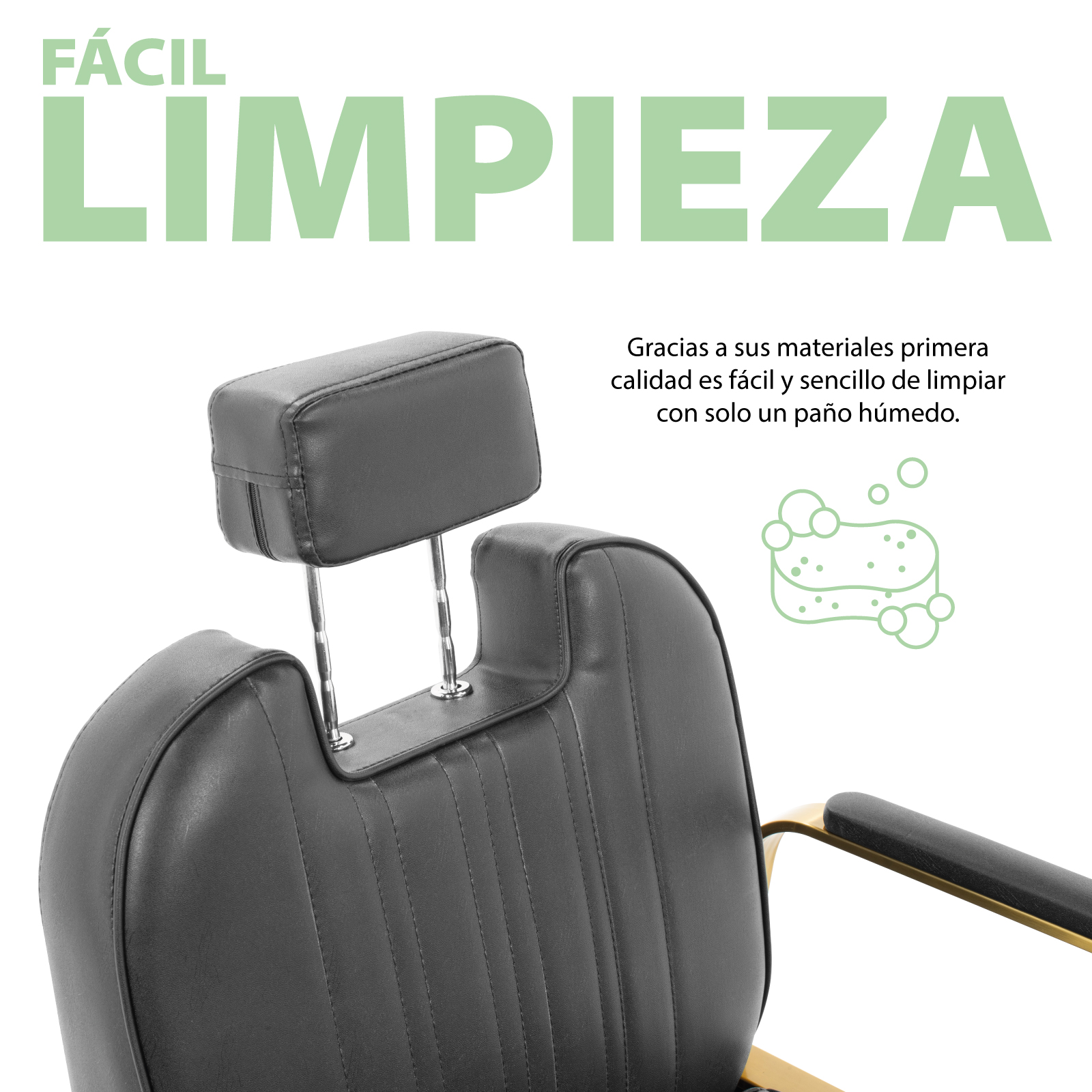 Silla de Peluquería Onof Sillón Hidráulico Reclinable Equipo de Salón de Belleza Negro/Dorado