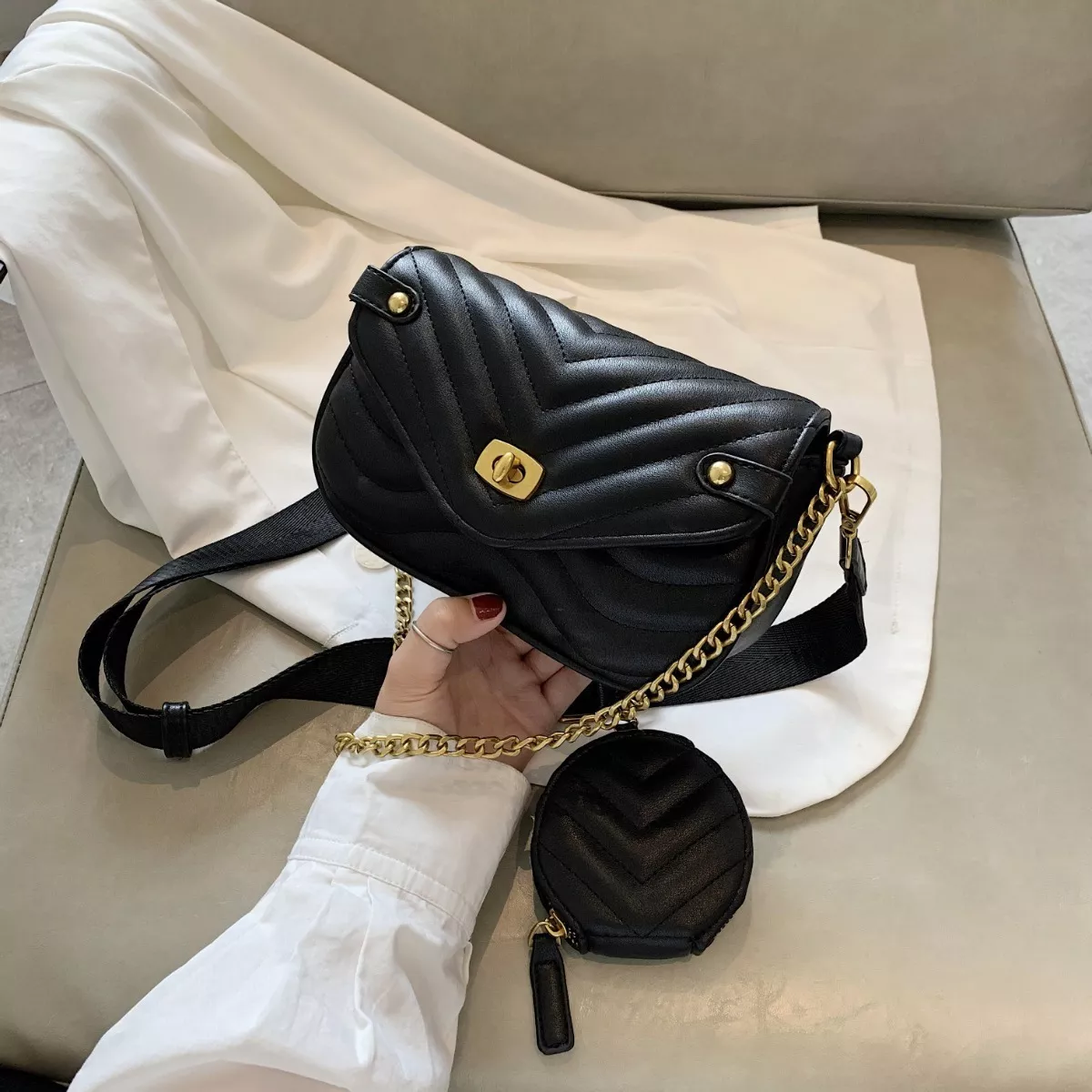 Bolsa Bandolera Moderna Para Mujer Con Bolsillo, 3 En 1 negro