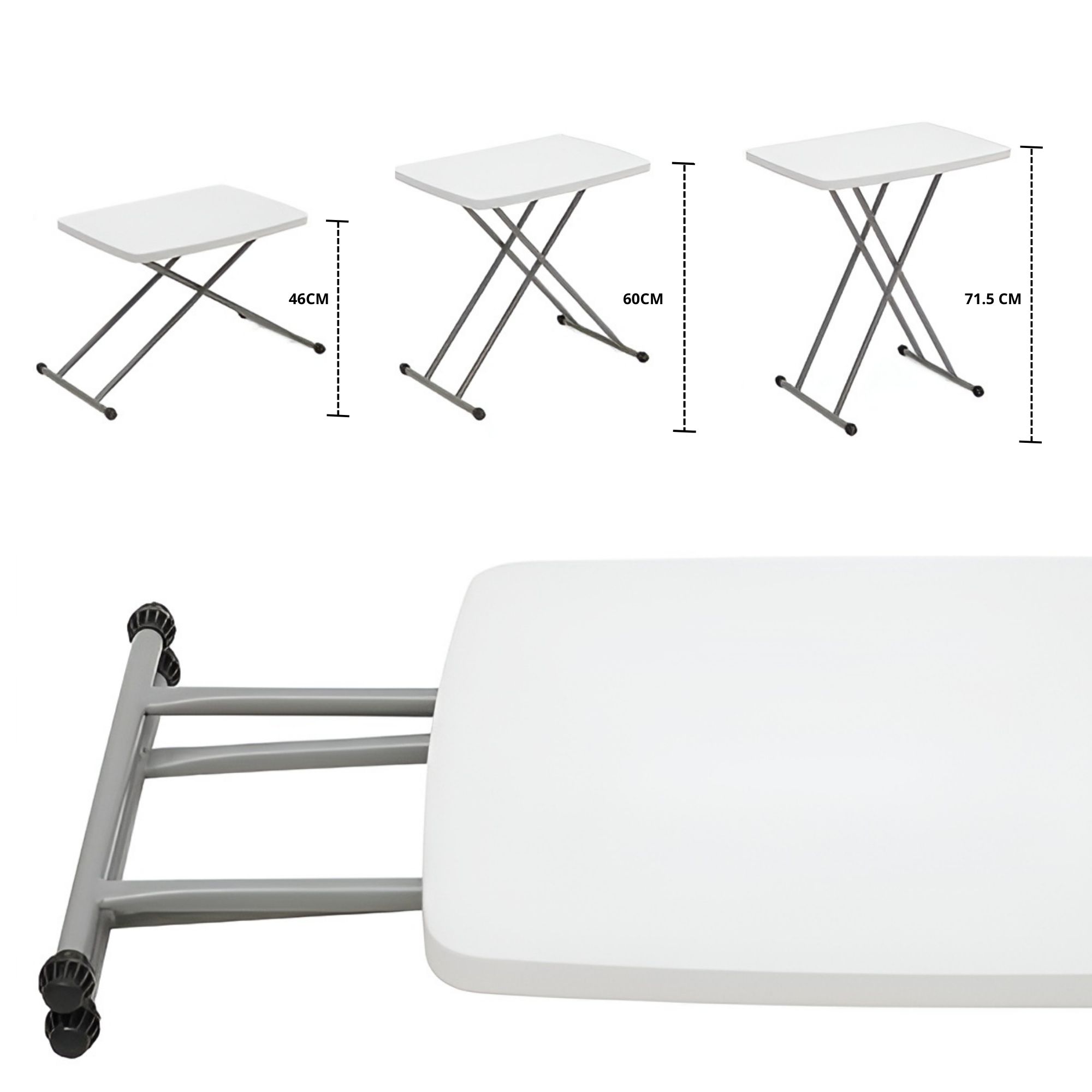 Mesa Plegable Portatil Ajustable 3 Niveles Interior Exterior Para Jardín Interior Y Exterior De HDPE Con Marco De Acero