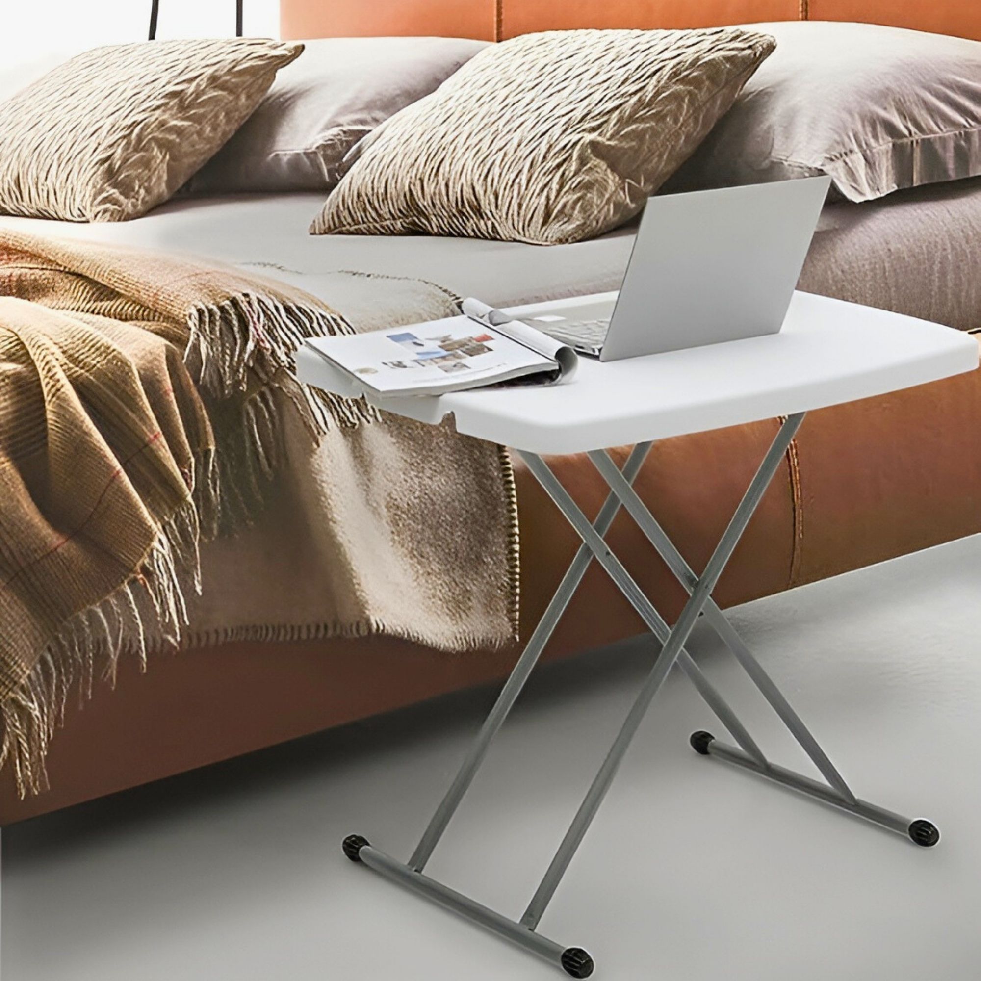 Mesa Plegable Portatil Ajustable 3 Niveles Interior Exterior Para Jardín Interior Y Exterior De HDPE Con Marco De Acero