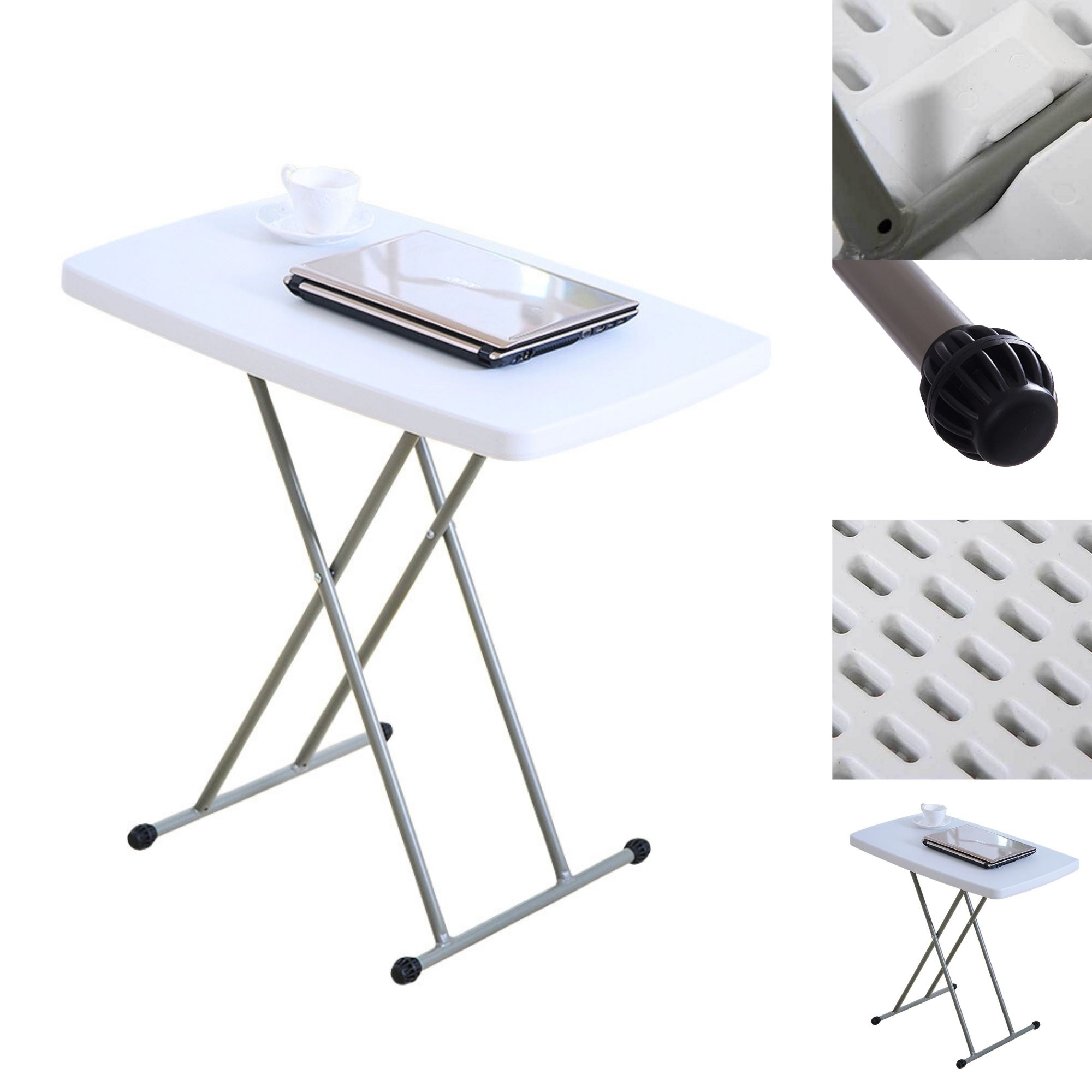 Mesa Plegable Portatil Ajustable 3 Niveles Interior Exterior Para Jardín Interior Y Exterior De HDPE Con Marco De Acero