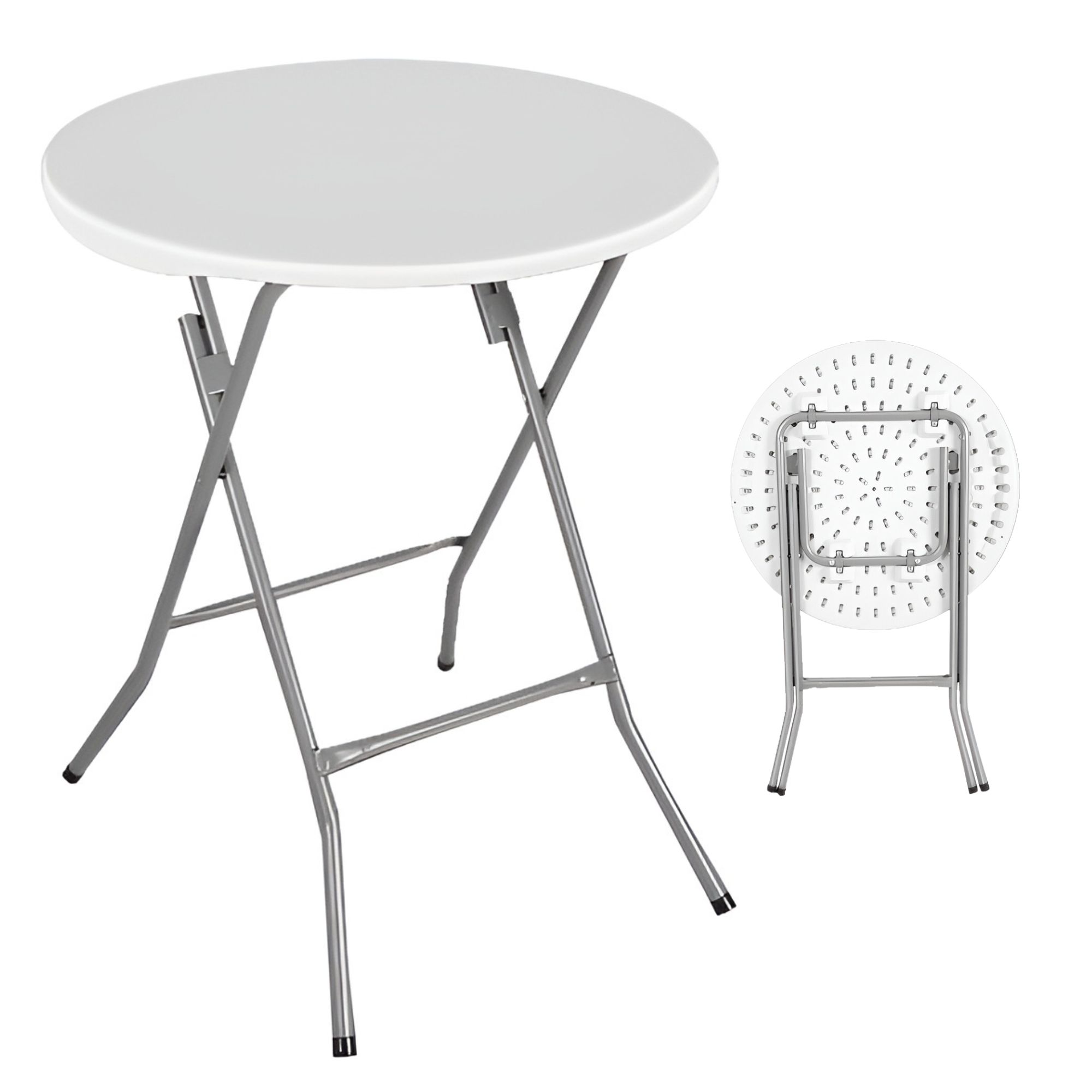 Mesa Plegable Portatil Redonda Uso Interior Exterior Eventos Para Jardín Interior Y Exterior De HDPE Con Marco De Acero